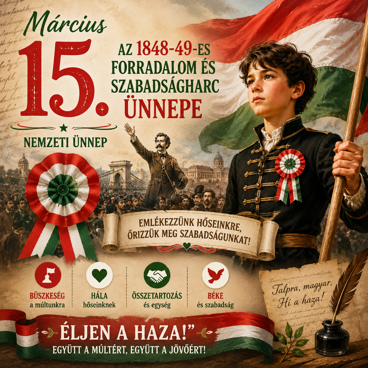 Március 15 - Az 1848-49-es forradalom és szabadságharc ünnepe, nemzeti ünnep