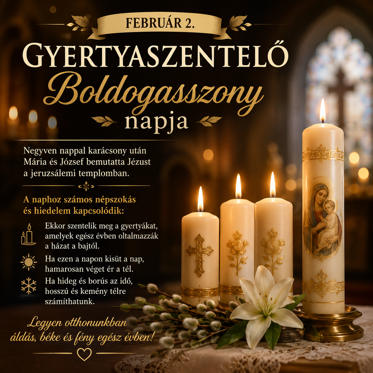Február 2 – Gyertyaszentelő Boldogasszony napja